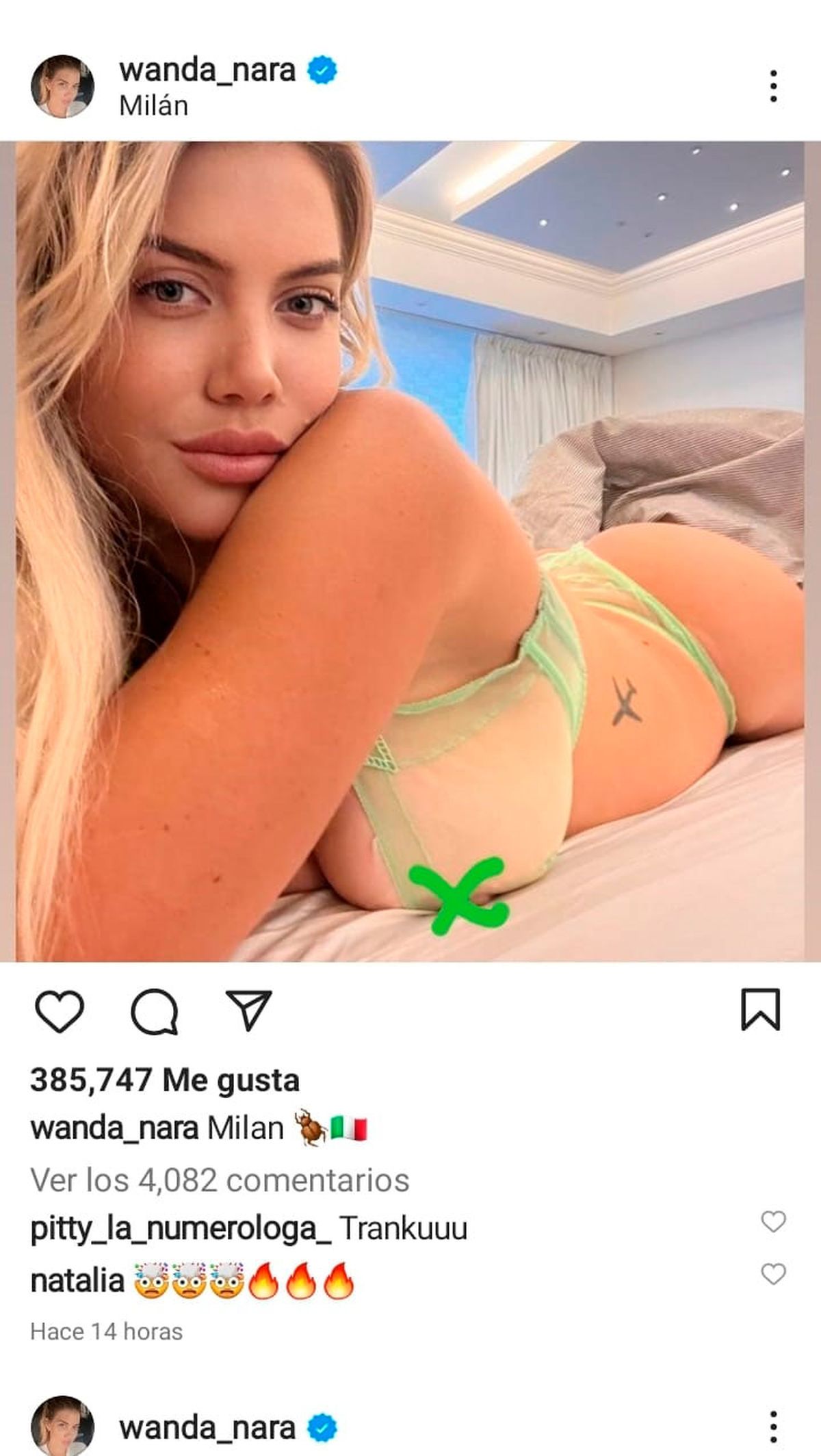 Wanda Nara lució transparencias desde la cama y quedó al borde de la