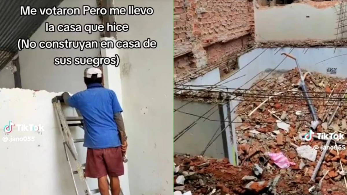 Video viral se separó y demolió la casa que había construido en el