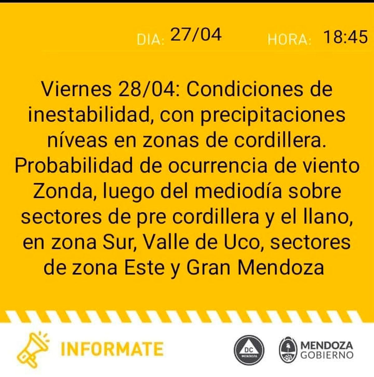 Mendoza bajo alerta amarilla y naranja por viento Zonda qué zonas