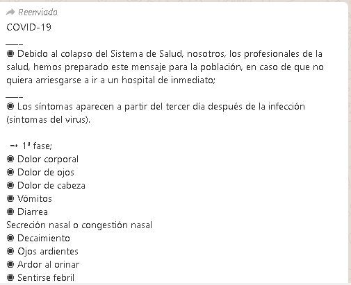 Salud informó sobre este falos mensaje.
