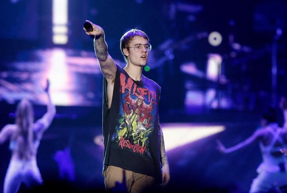 Justin Bieber en pleno show.