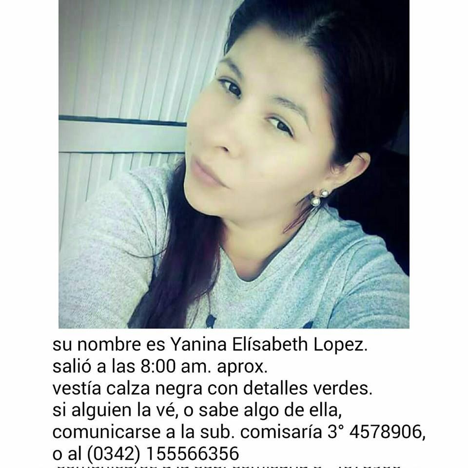 Ayuda.&nbsp;Cualquier información sobre ella puede comunicarse al 155566356 o a la subcomisaría 3ª al 4578906.