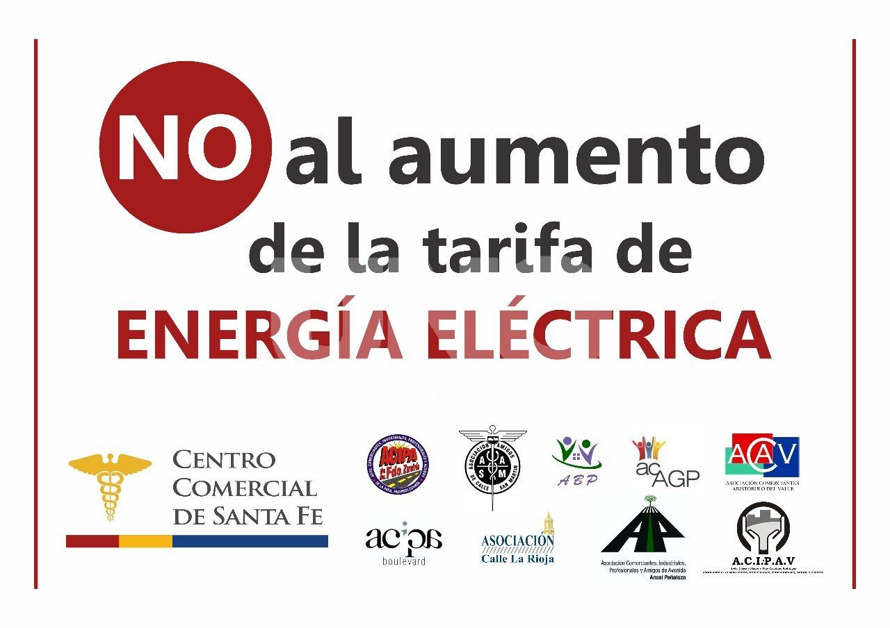 Cartel expuesto en las vidrieras del comercio santafesino en rechazo al aumento de la tarifa eléctrica Cartel expuesto en las vidrieras del comercio santafesino en rechazo al aumento de la tarifa eléctrica