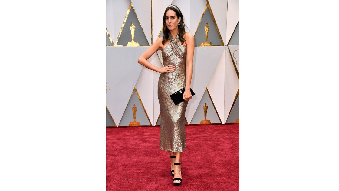 Louise Roe con un total look dorado&nbsp;