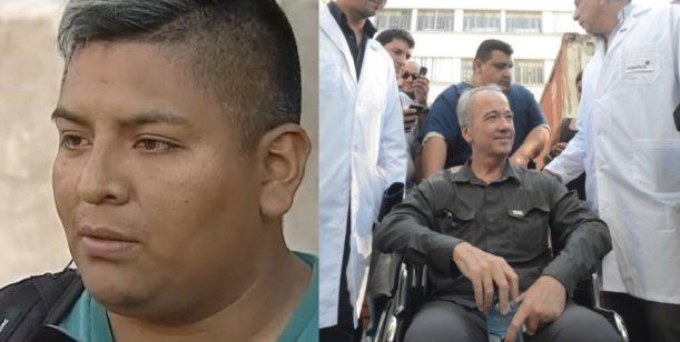 El policía Luis Oscar Chocobar y el turista Joe Wolek.&nbsp;