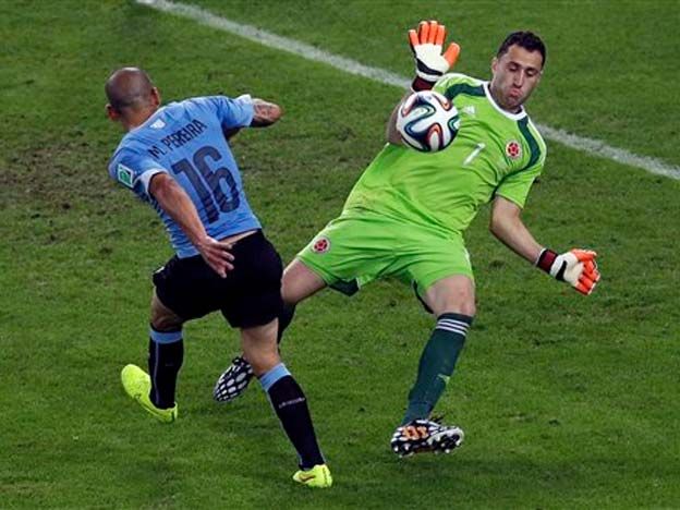 Ospina durante el Mundial 2014, en el partido de Colombia ante Uruguay por los octavos de final. Foto: AP
