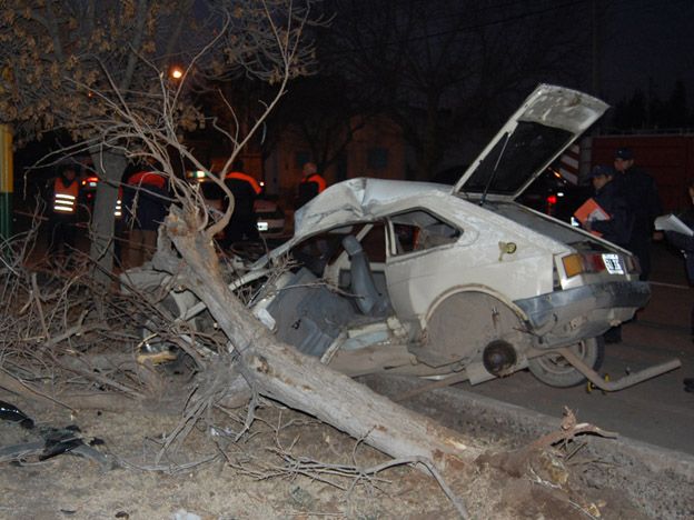 Así quedó el Fiat tras chocar contra el árbol. Foto: Julio Luzuriaga