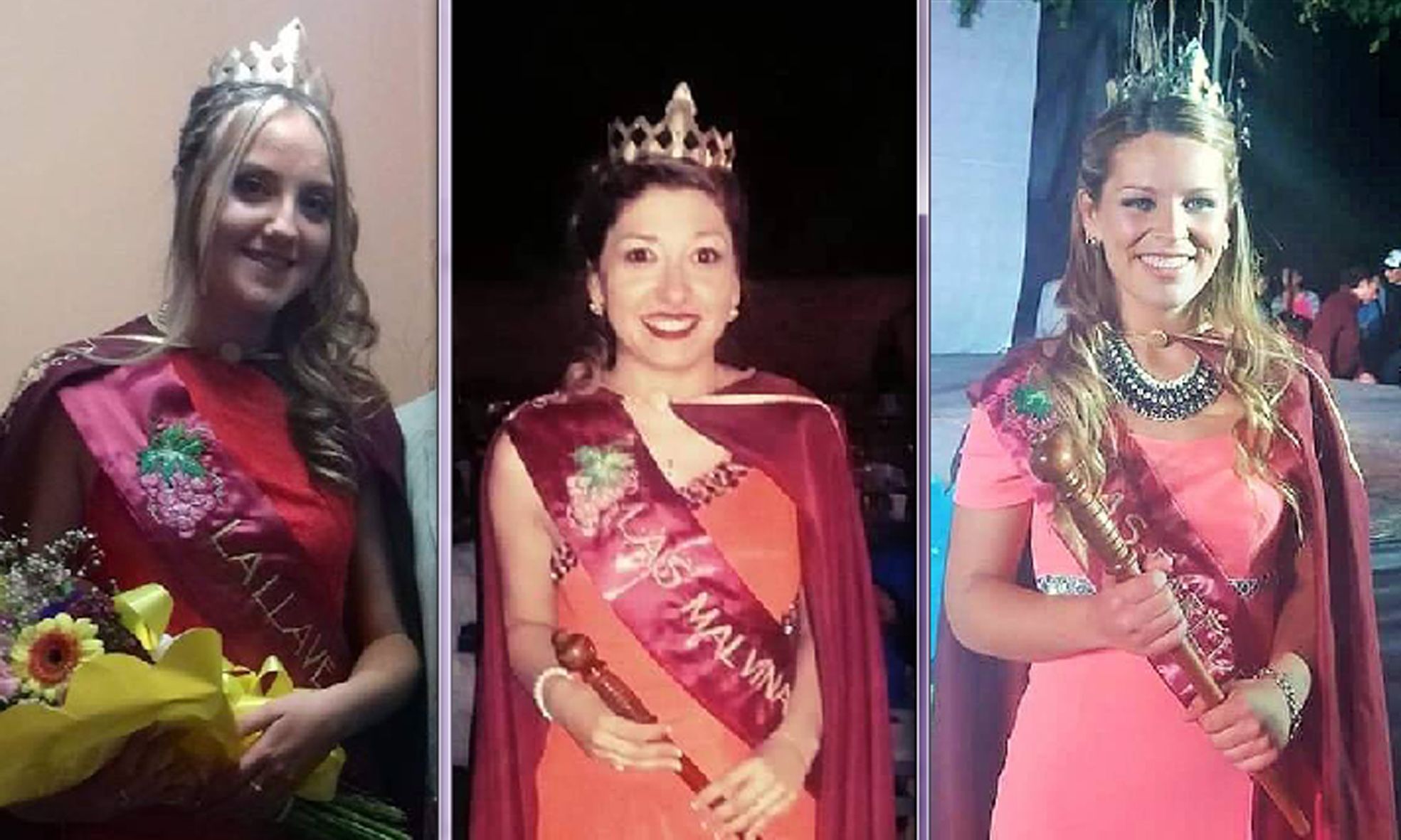 Angie Bergás, Jennifer Gutiérrez y Valentina Riera, las flamantes reinas distritales.