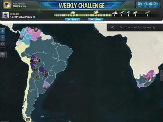 Mapa Sudamerica: En azul Argentina que llega hasta el sur de Africa