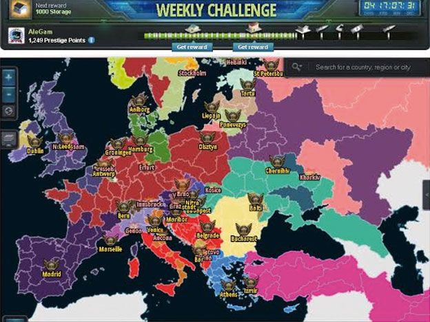 Mapa Europa: Asi está Europa: Polonia en rojo oscuro y Serbia en rojo vivo. España morado. Verde para Hungria en rosado Turquia