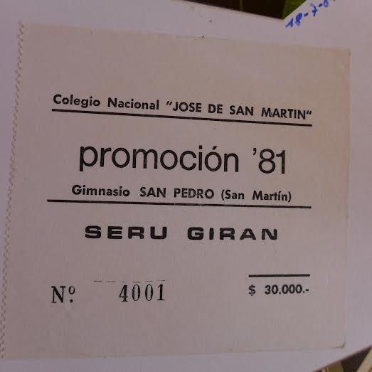 Entrada. Por apenas $30.000 de la época podías ver a los fabulosos cuatro de Argentina.