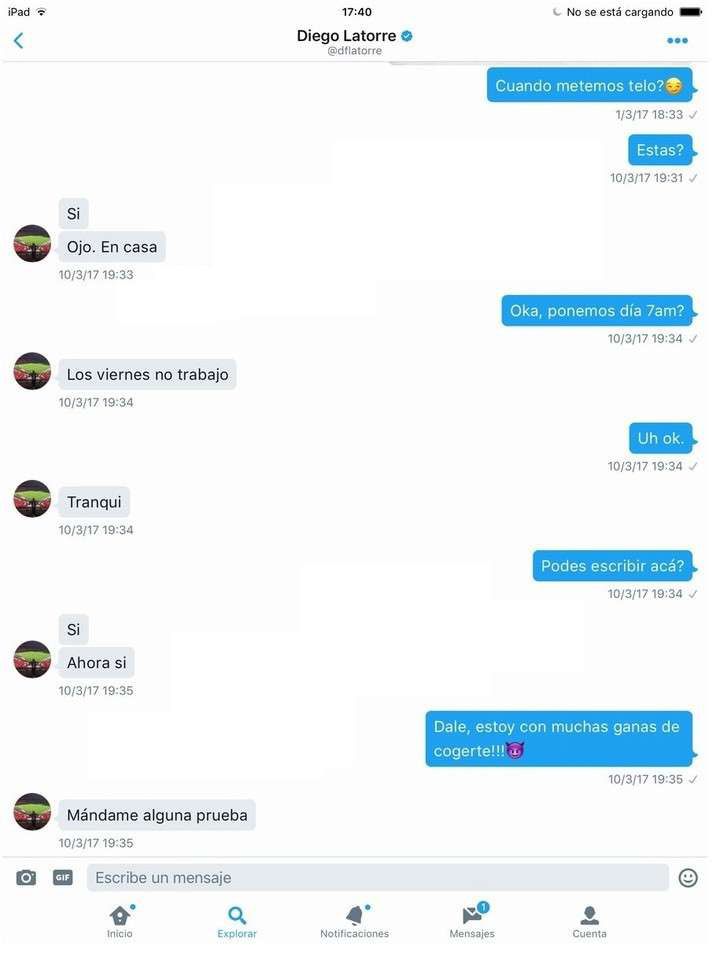 Uno de los supuestos chats entre Diego Latorre y Natacha Jaitt.