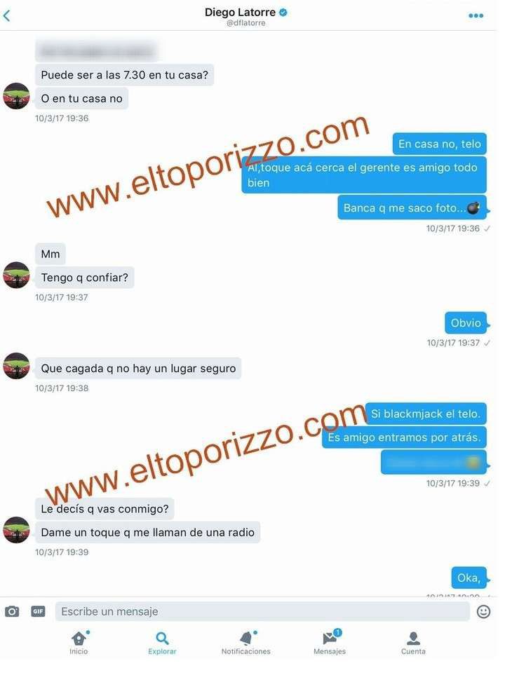 Otro de los supuestos chats entre Diego Latorre y Natacha Jaitt.