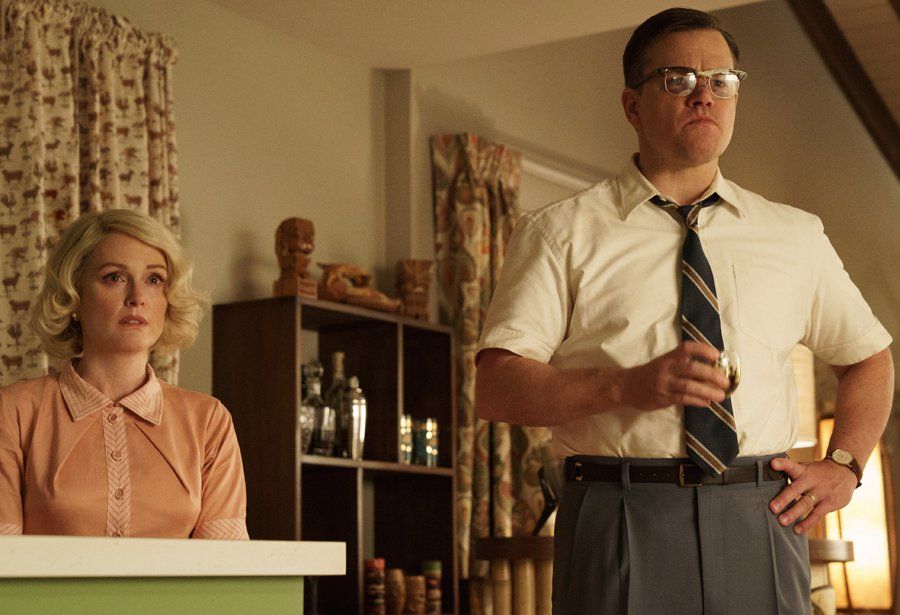 &nbsp;Julianne Moore y Matt Damon en una escena de Suburbicon.&nbsp;