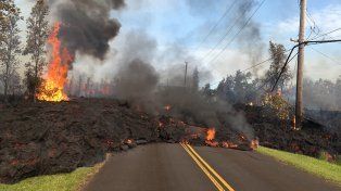 Lava producto de la actividad de volcán Kilauea.
