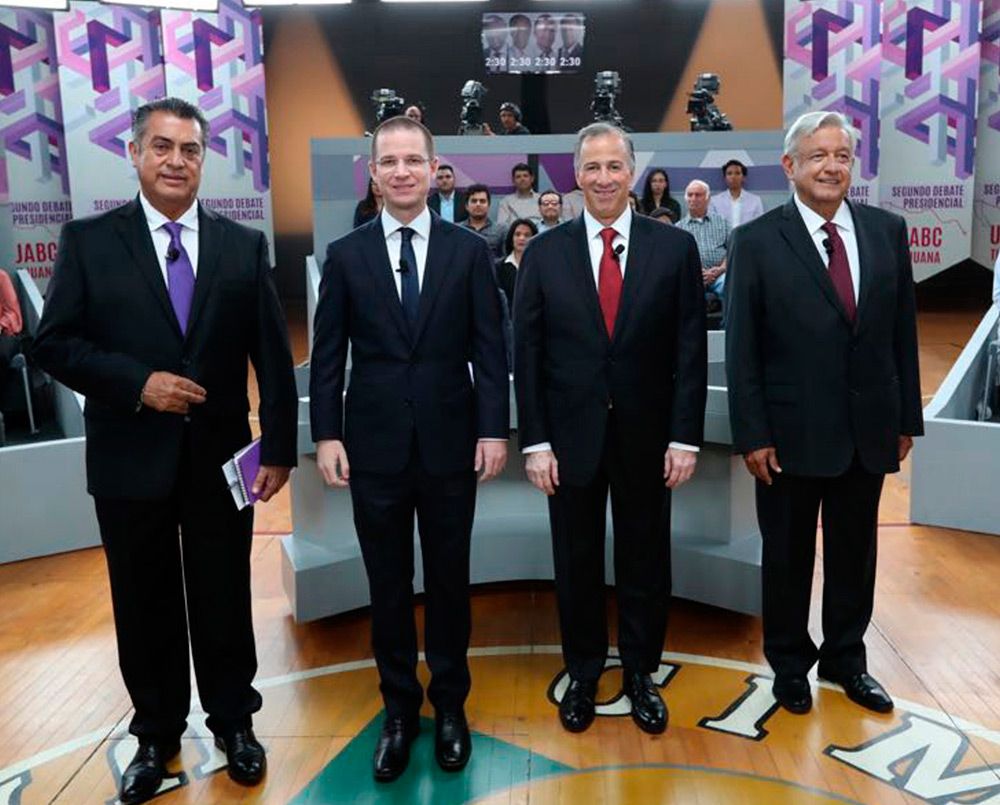 Jaime Rodriguez, El Bronco, Ricardo Anaya de la Coalición Mexico; José Antonio Meade; y Andres Manuel Lopez Obrador. Foto: AP.