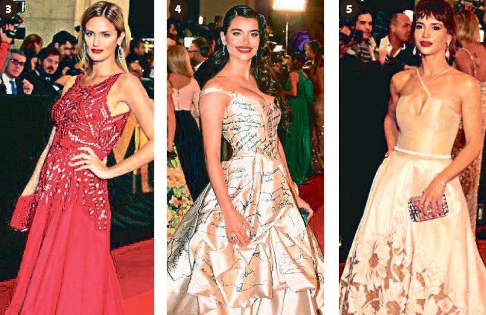 3-Paula Chaves se vió fabulosa con su vestido rojo impactante de Javier Saiach.&nbsp; 4- Eva de Dominici eligió un diseño de Verónica de la Canal con palabras bordadas.5- Celeste Cid&nbsp; llevó un diseño nude de corte irregular de Javier Saiach.