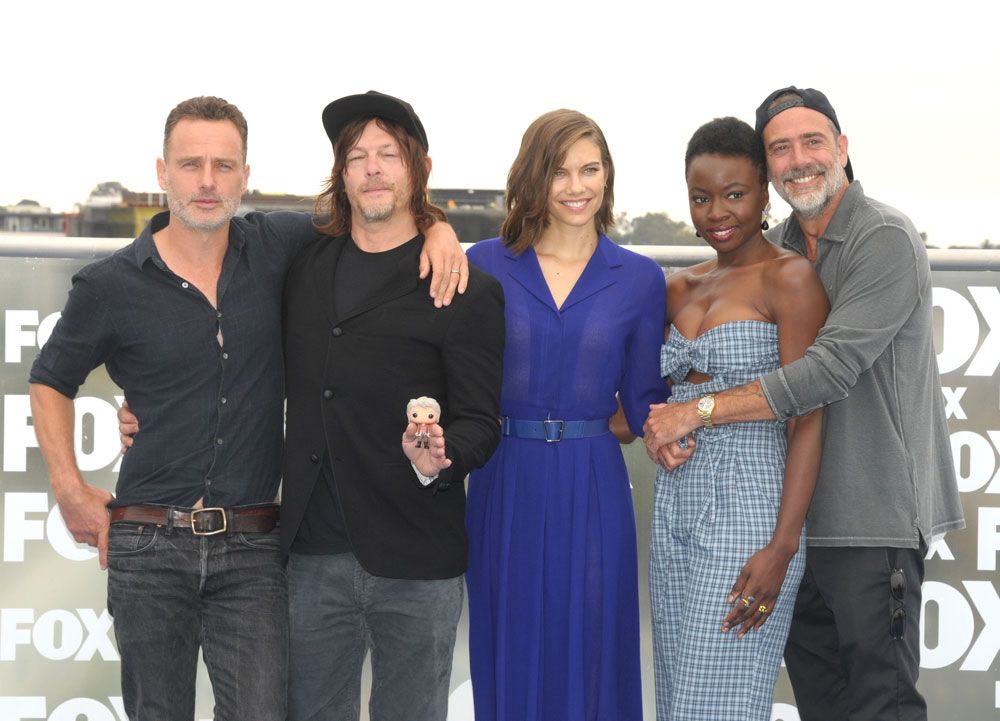 Las estrellas de THE WALKING DEAD.&nbsp; Andrew Lincoln, Norman Reedus, Lauren Cohan, Danai Gurira y Jeffrey Dean Morgan.&nbsp;