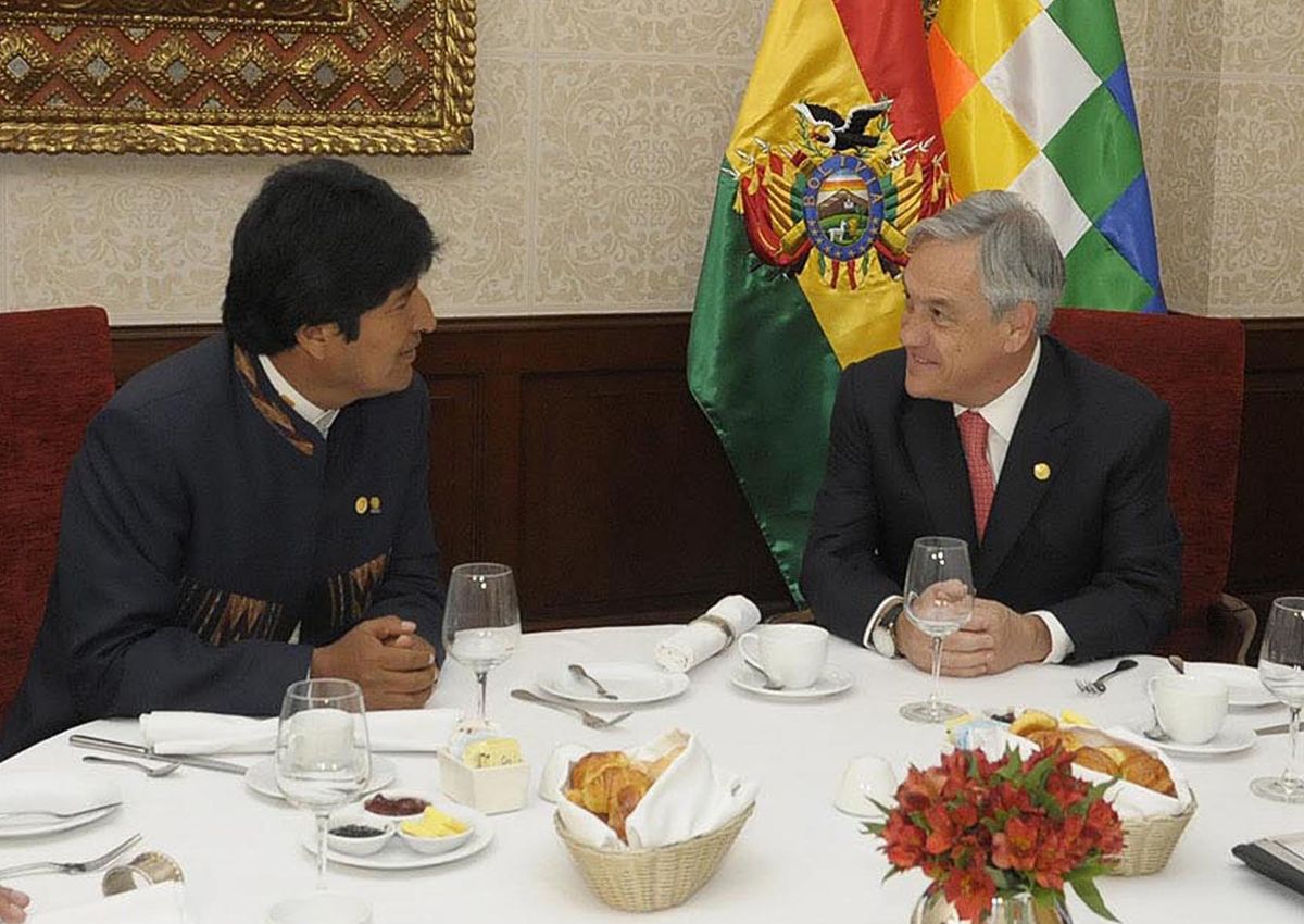 Presidentes. Evo Morales y Sebastián Piñera en una de sus reuniones. Foto: AFP.