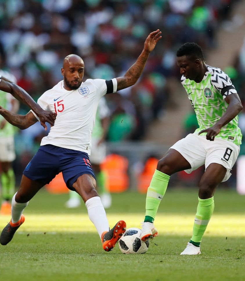 Soccer Football – International Friendly – England vs Nigeria – Wembley Stadium, London, Britain – June 2, 2018   England’s Fabian Delph in action with Nigeria’s Oghenekaro Etebo                    REUTERS/David Klein
