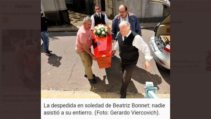 El Desolador Y Triste Velorio Y Entierro De La Actriz Beatriz Bonnet No Asistió Nadie