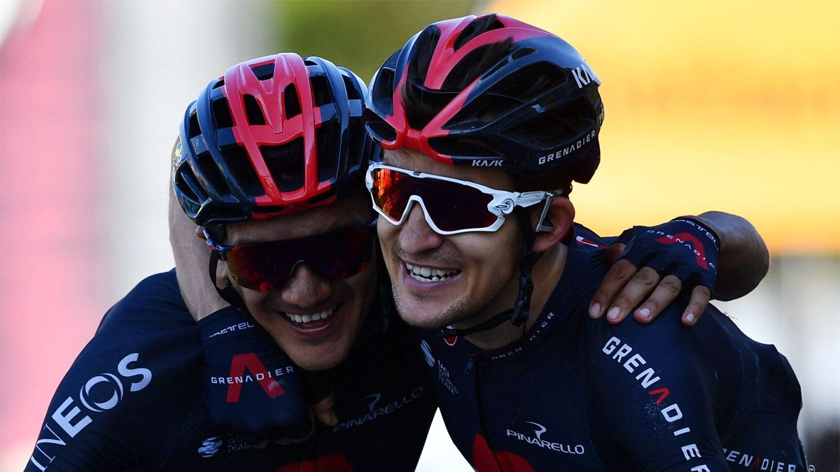 Exhibición de Michal Kwiatkowski y Richard Carapaz 