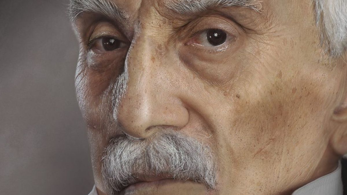 El rostro del general don José de San Martín, según la obra del artista gráfico Ramiro Ghigliazza, basada en el daguerrotipo sacado al Libertador en 1848. Un cuadro con esta imagen, de 3 metros de largo por 2,30 de ancho se descubrirá este jueves en la Legislatura Provincial, como parte de los festejos por el natalicio del prócer.