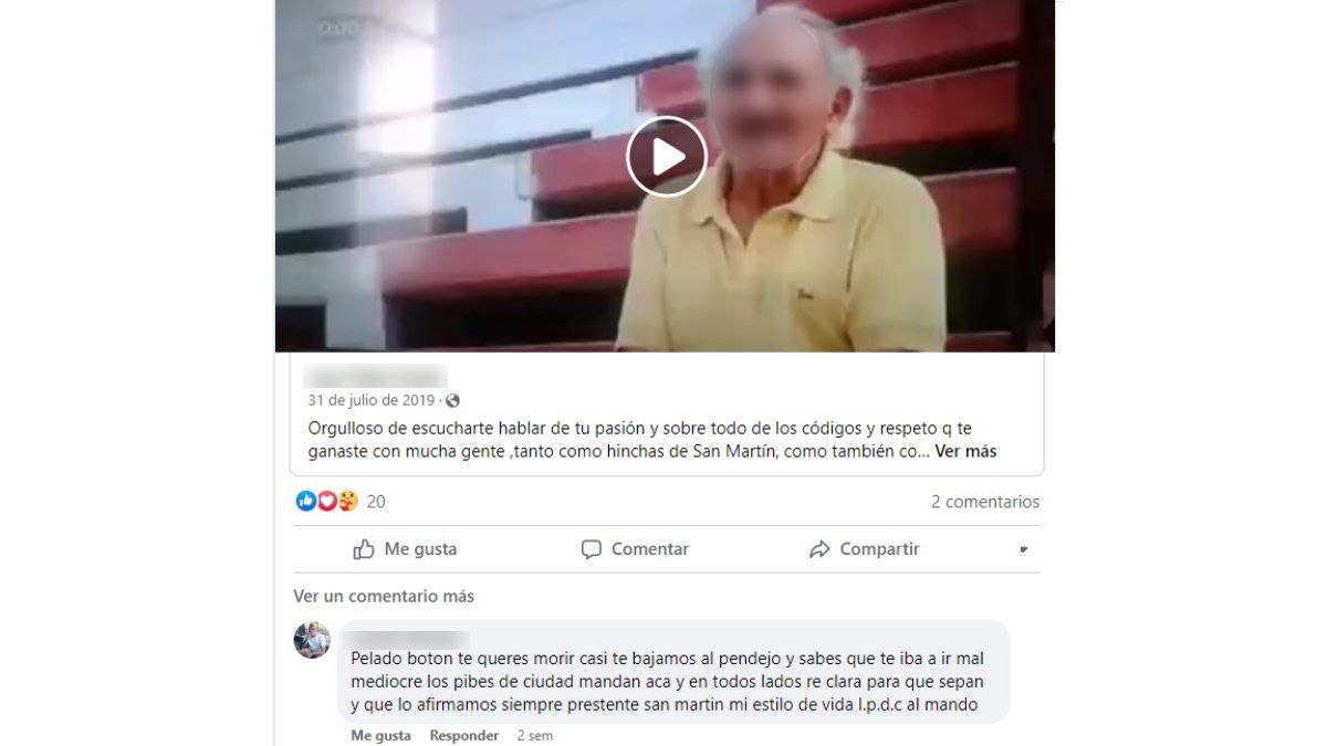 Las burlas tras el ataque al joven barra del Atlético Club San Martín.