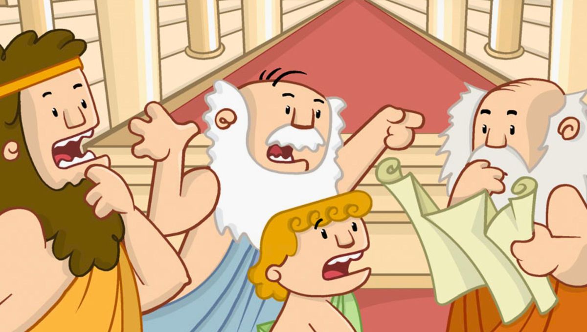 Esta imagen aluda a cómo era la votación realizada por los hombres en el ágora de Atenas. Esta imagen aluda a cómo era la votación realizada por los hombres en el ágora de Atenas.