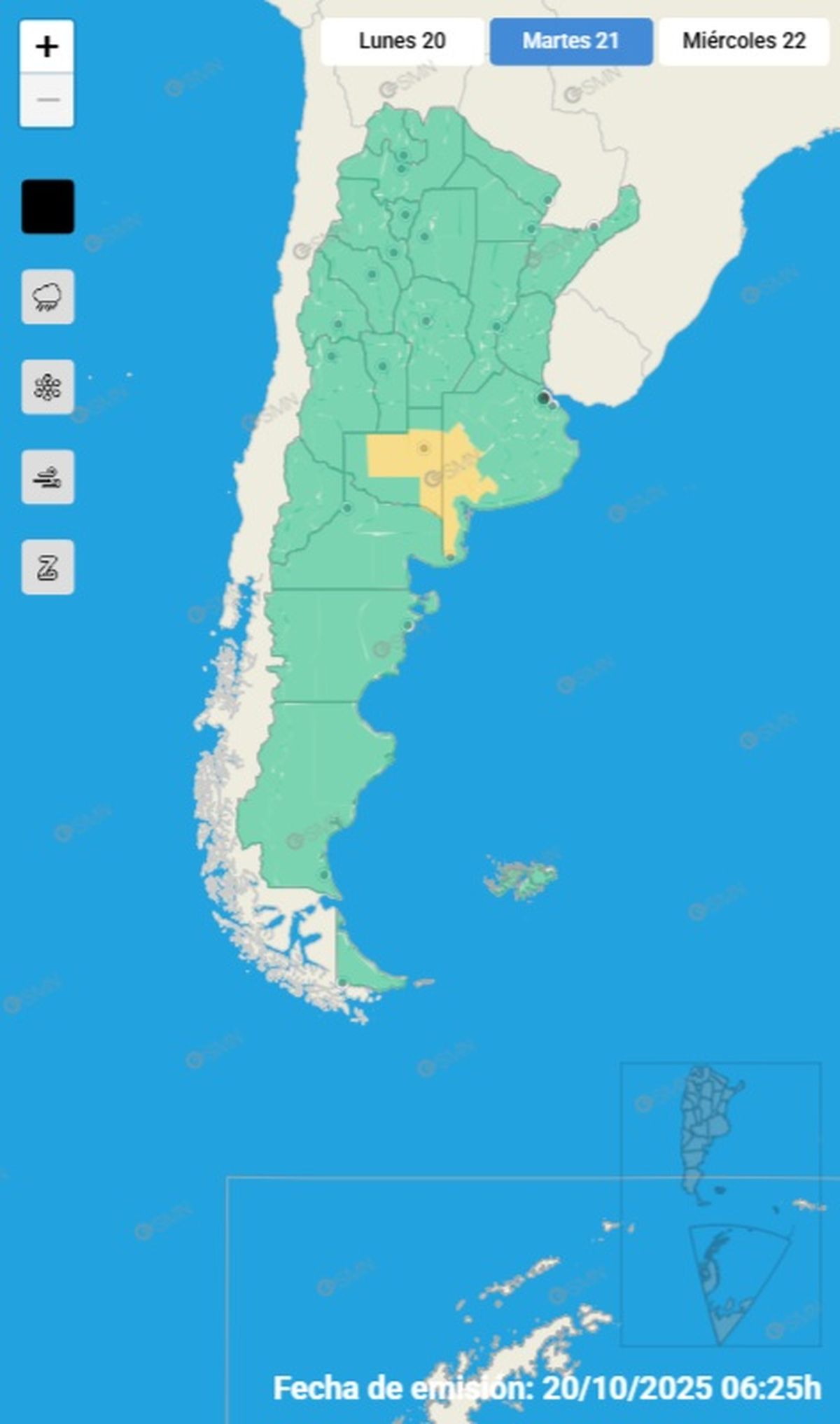 Estas son las provincias en alerta por fuertes tormentas este martes.