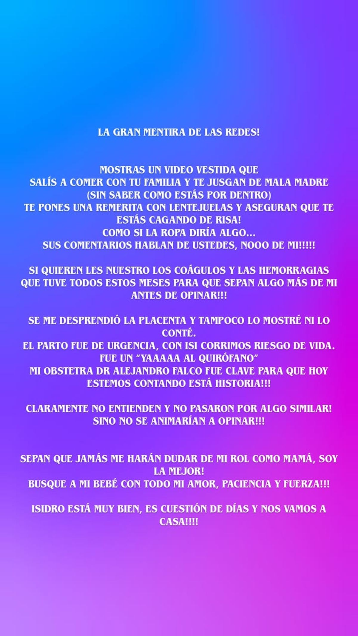 Rocío Marengo estalló tras las críticas por su salida. Rocío Marengo estalló tras las críticas por su salida.