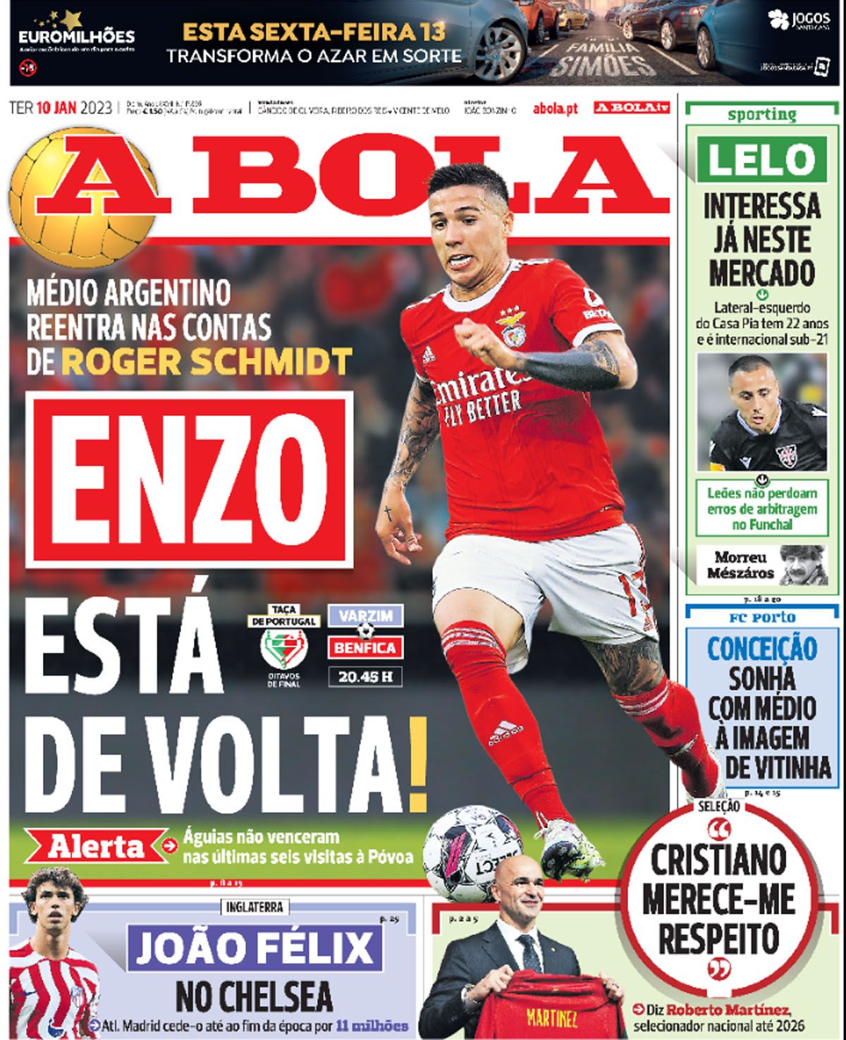 Así anunciaron en Portugal el regreso de Enzo