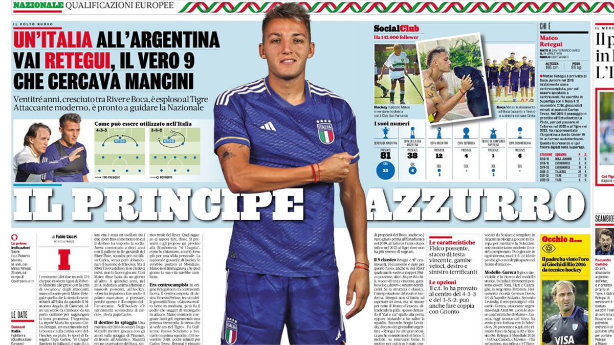 Mateo Retegui en La Gazzeta Dello Sport