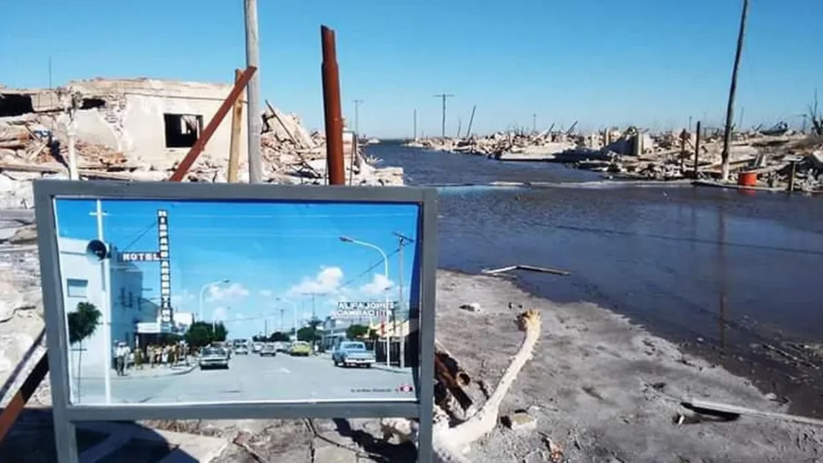 El antes y el después de Villa Epecuén. Previo a la inundación había cientos del comercios y hoteles para atender a turistas El antes y el después de Villa Epecuén. Previo a la inundación había cientos del comercios y hoteles para atender a turistas