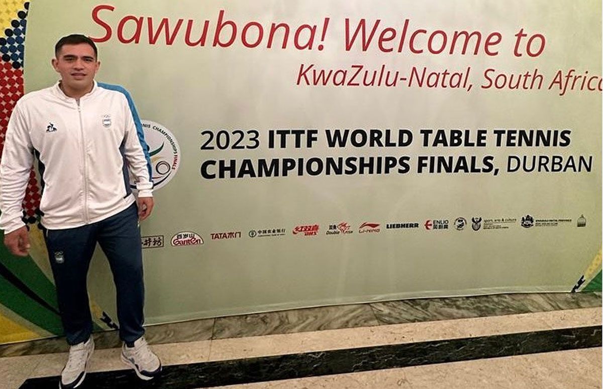 Gastón Alto en el Mundial de tenis de mesa, en Sudáfrica