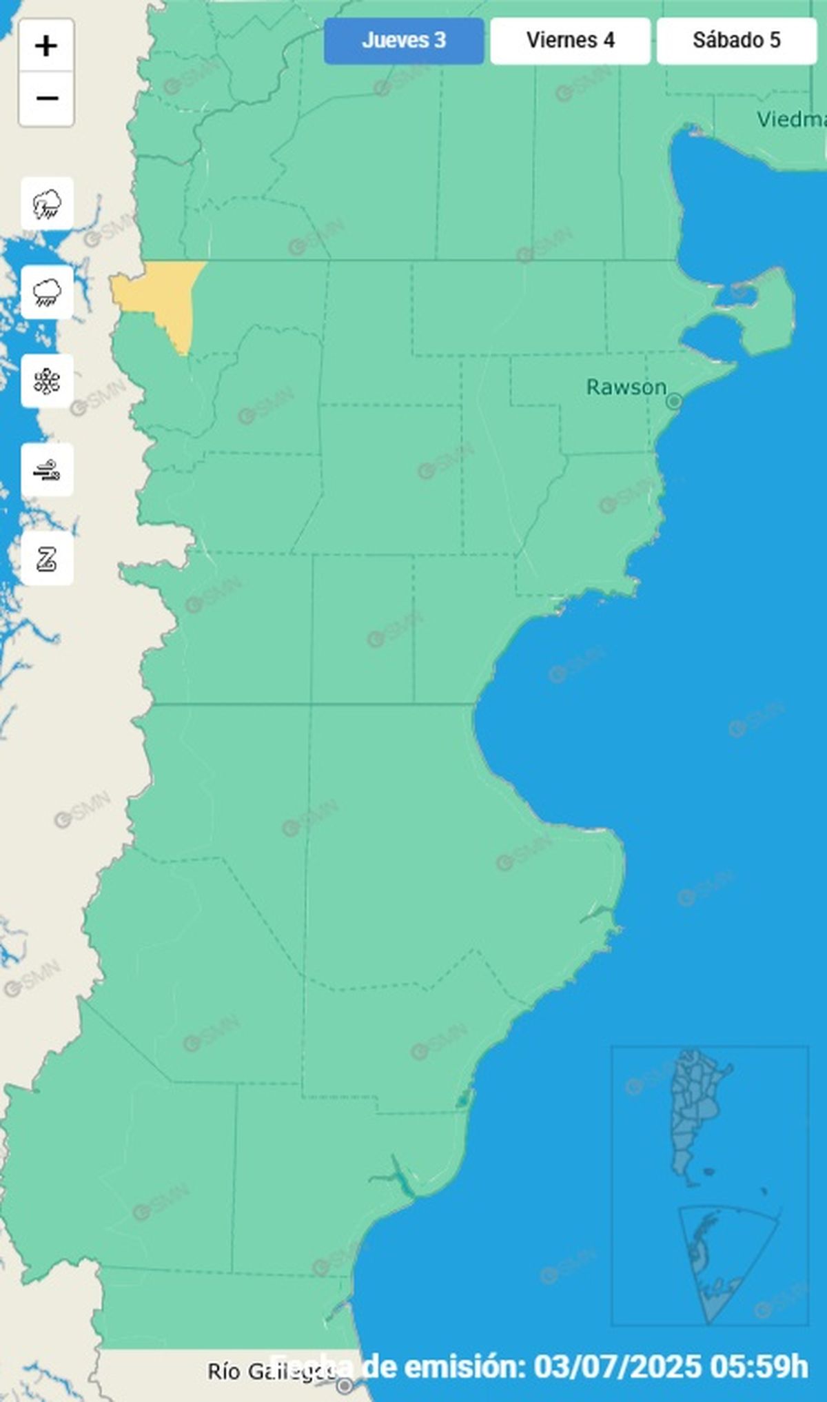 Esta es la única zona en alerta este jueves Esta es la única zona en alerta este jueves