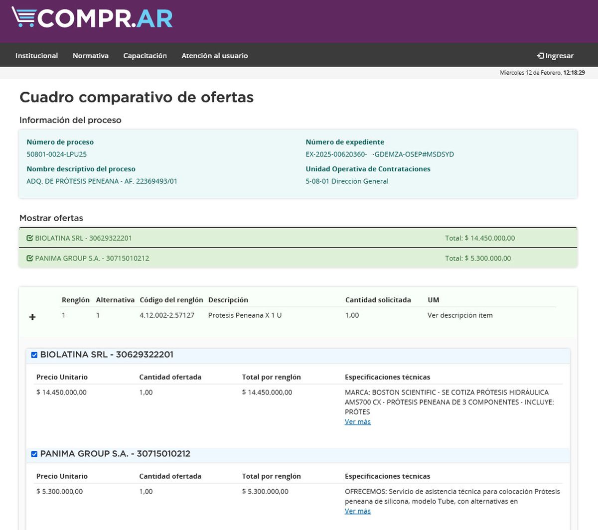 La licitación de OSEP está en marcha en la plataforma Compr.Ar y ya recibió dos ofertas por la prótesis de pene.