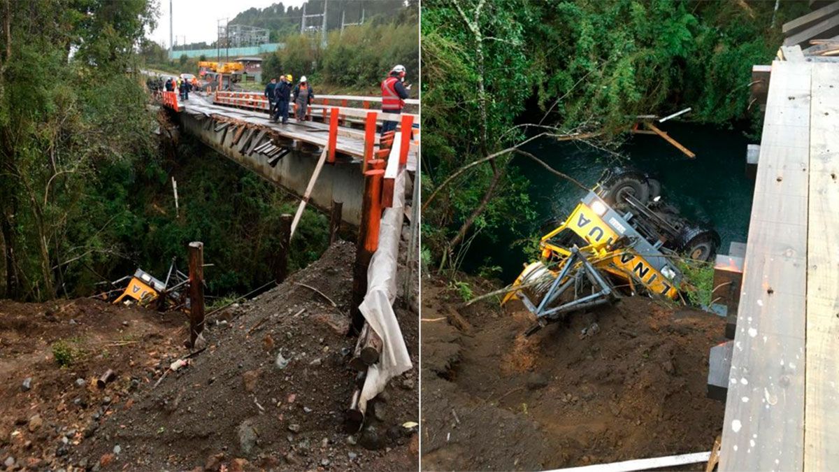Video viral: camión grúa cayó al río tras colapso del puente