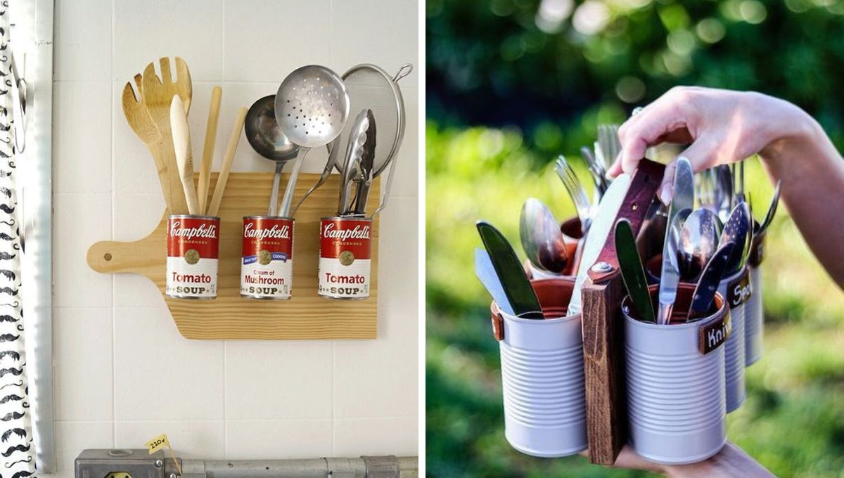 Latas de conserva recicladas. Latas de conserva recicladas.