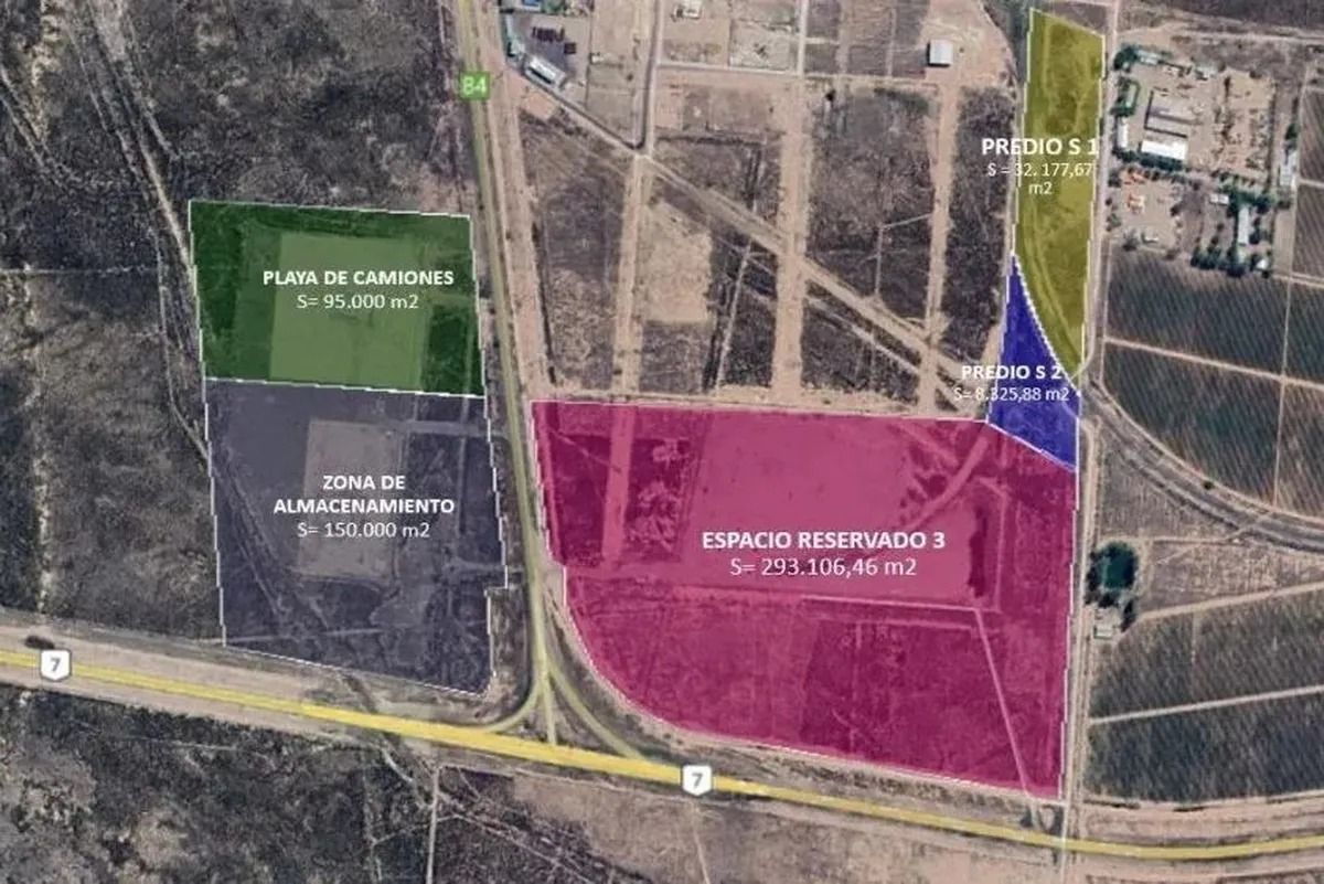 Un mapa de lo que se planea para el nuevo hub logístico de Luján de Cuyo.