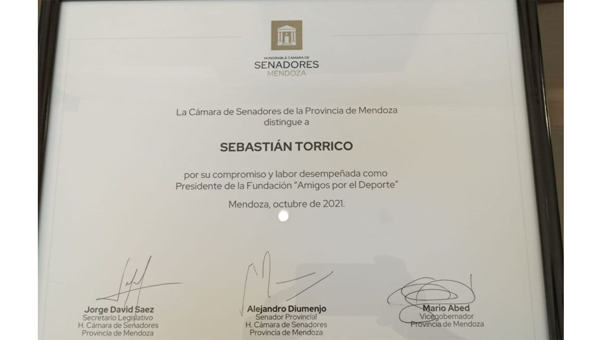 La merecida distinción que recibió Sebastián Torrico en la Legislatura  