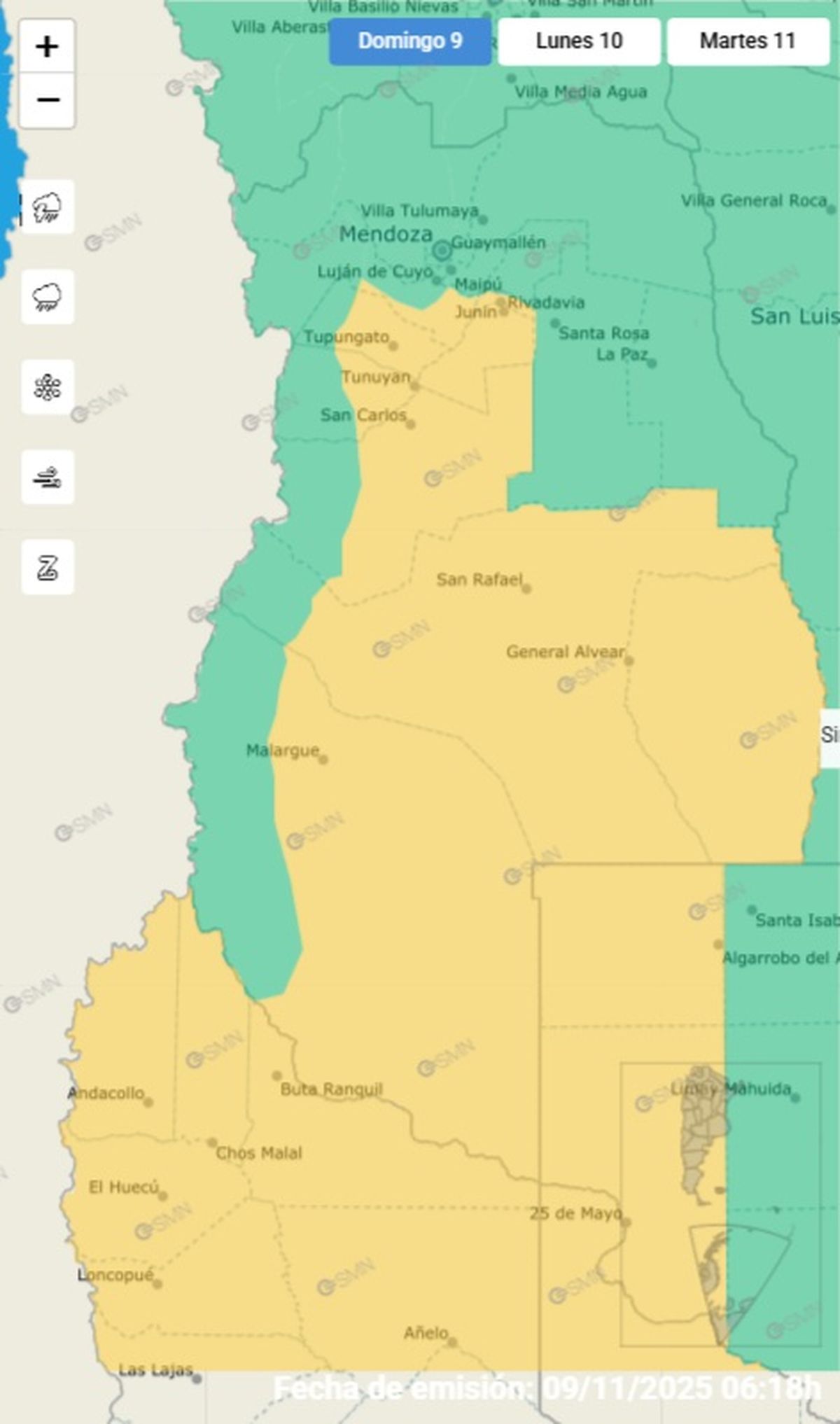 Estas son las zonas en alerta este domingo. Estas son las zonas en alerta este domingo.