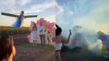 Un video muestra cómo una avioneta casi arruina una fiesta de revelación de género