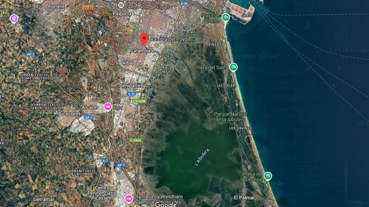 La zona afectada vista desde Google Maps. La zona afectada vista desde Google Maps.