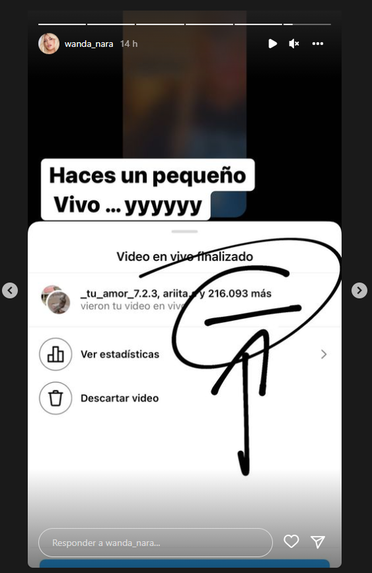 Mientras conducía Pía Shaw, por la usencia de Ángel de Brito, LAM transmitió al aire el vivo de Wanda en Instagram.