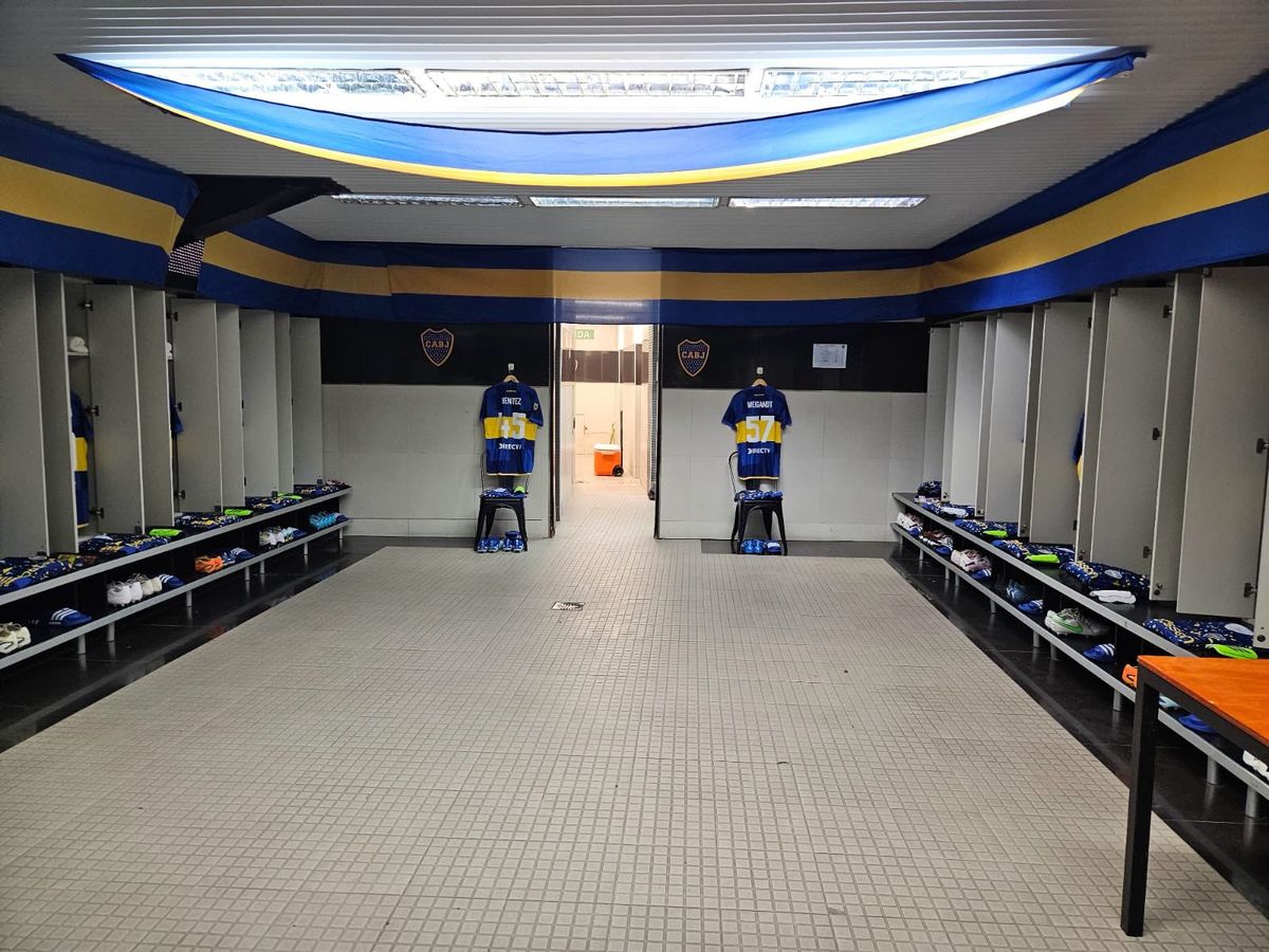 El vestuario de Boca en el Monumental