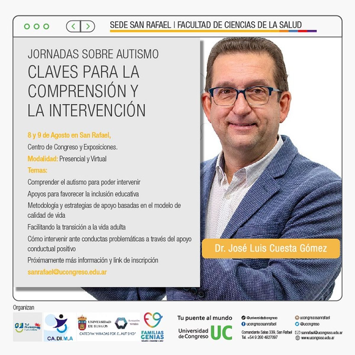 Estas jornadas se realizarán el 8 y 9 de agosto en el Centro de Congresos y Exposiciones de San Rafael.