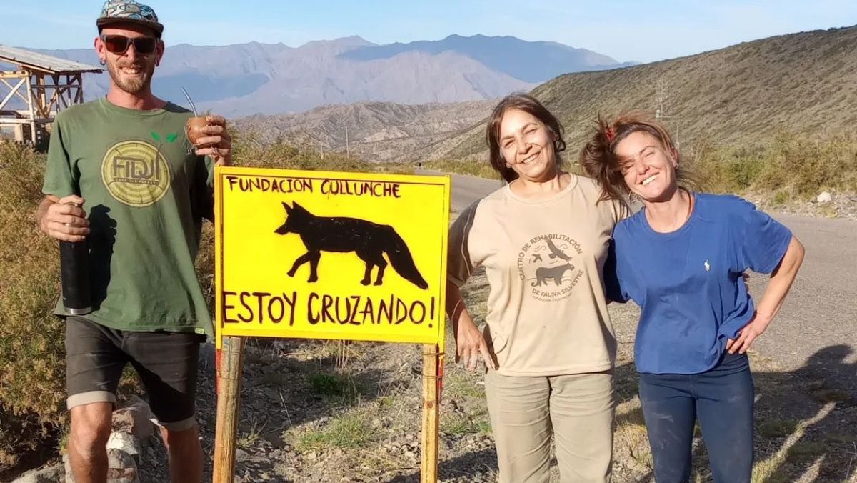 Jennifer Ibarra, titular de la Fundación Cullunche, junto con los voluntarios con quienes colocaron el primer cartel de la campaña. Jennifer Ibarra, titular de la Fundación Cullunche, junto con los voluntarios con quienes colocaron el primer cartel de la campaña.