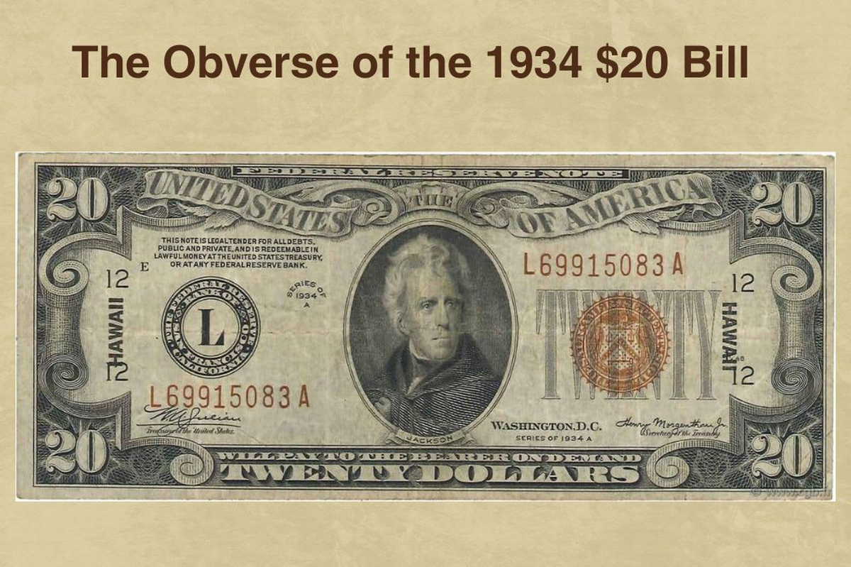 Billete de 20 dólares con la leyenda 'Hawaii'. Billete de 20 dólares con la leyenda 'Hawaii'.