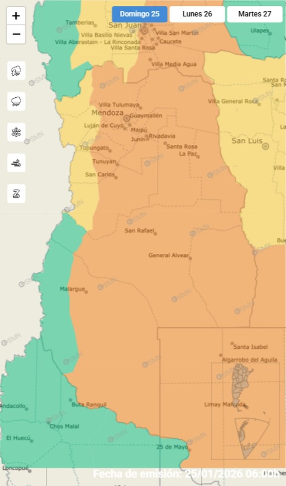 Estos son los departamentos en alerta.